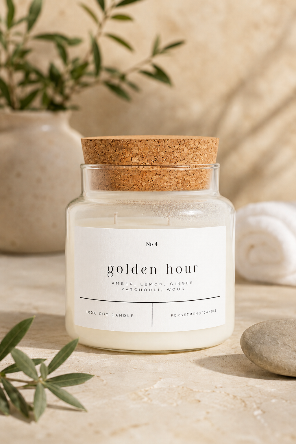 Cork Top Glass Candle