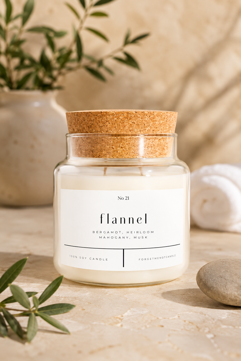 Cork Top Glass Candle by Forget Me Not Candle