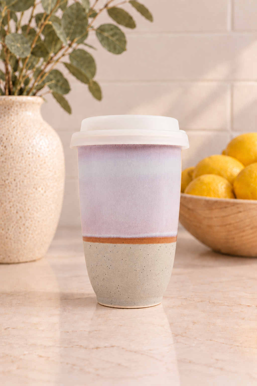 Ceramic Travel Mug with Silicone Lid & Sleeve
